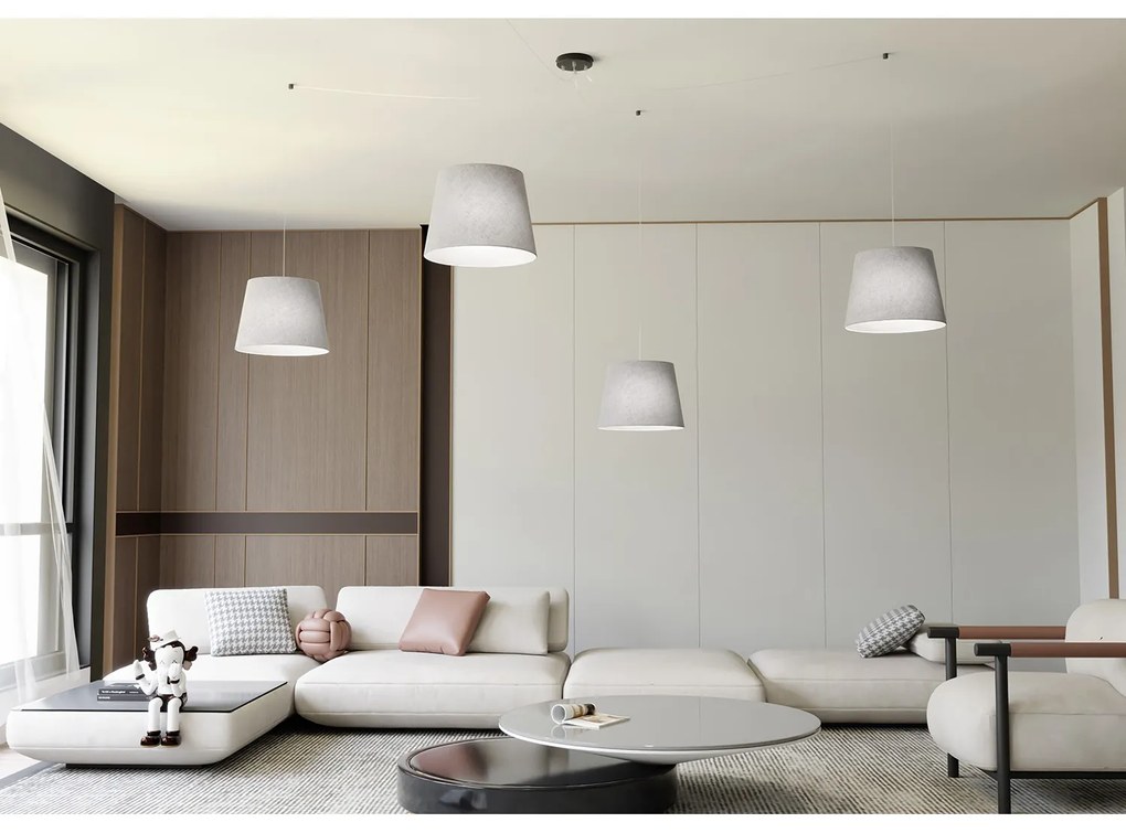 Sospensione 4 Luci Iside Con Fermacavi E Paralumi Grigio