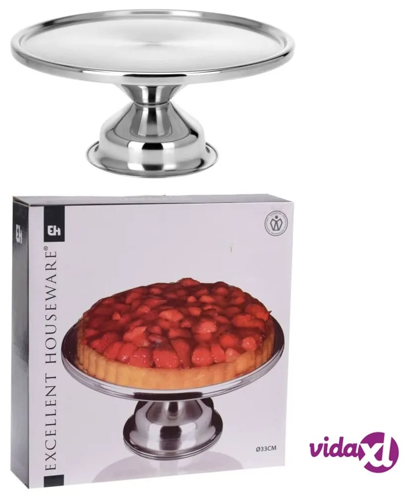 Excellent Houseware Vassoio per Torte 33 cm in Acciaio Inossidabile
