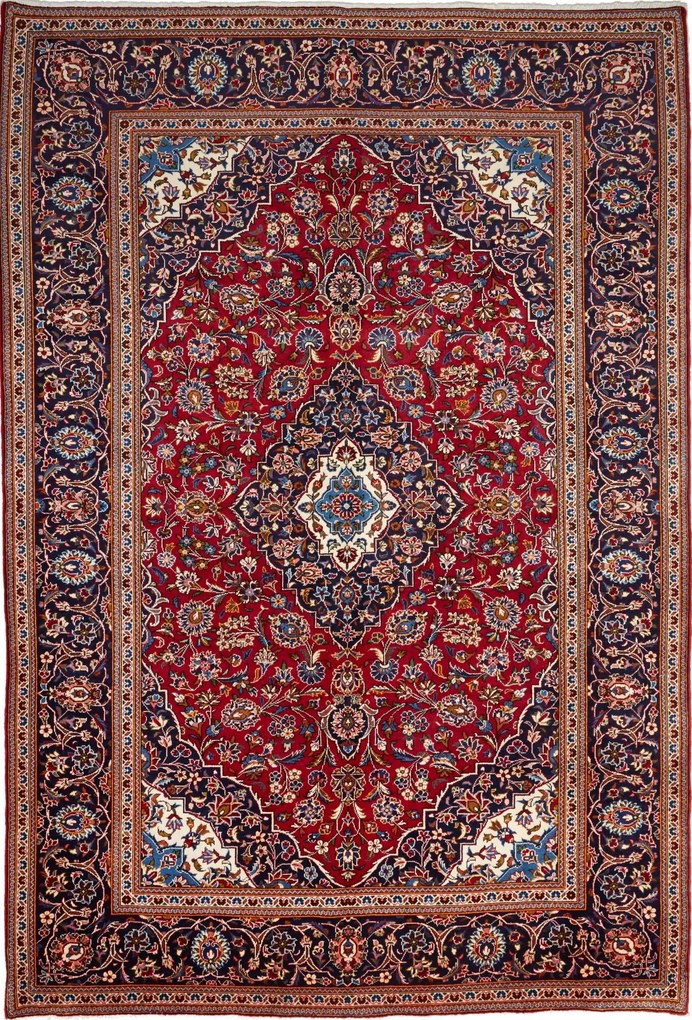 Kashan Tappeto persiano 290x200 Rosso (Iran) Annodato A Mano