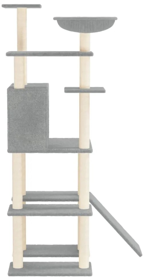 Albero per gatti con tiragraffi in sisal grigio chiaro 166 cm