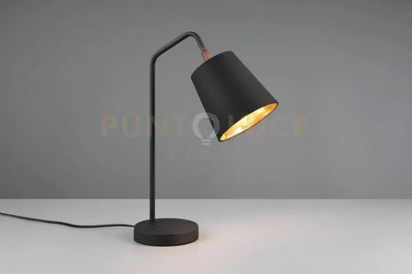 Buddy lampada da tavolo metallo nero con paralume nero e oro h. 45c...