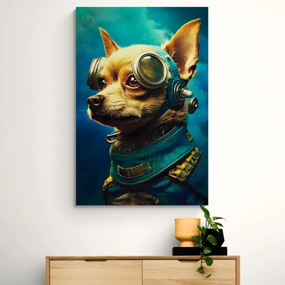 Quadro su tela – Cane blu-oro