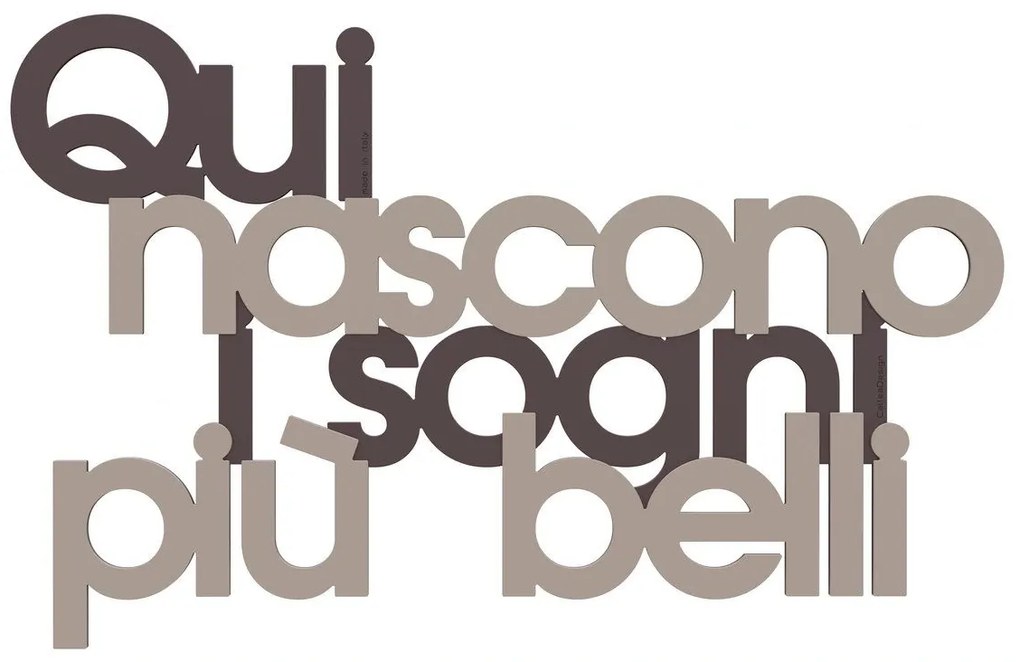 Callea Design Scritta da parete in legno "Qui nascono i sogni più belli" -in varie colorazioni CIOCCOLATO 48 x 30 h