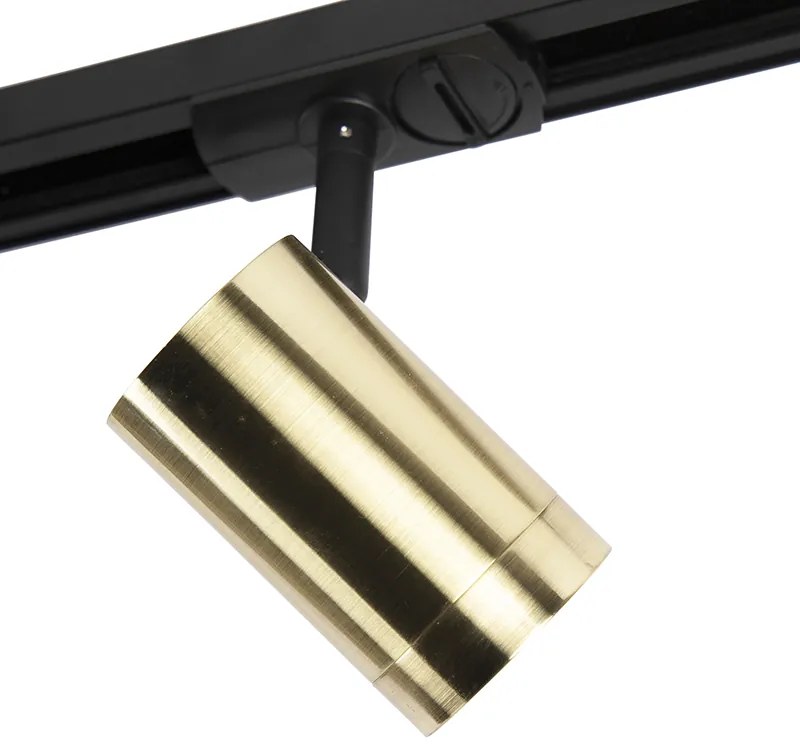 Sistema di illuminazione a binario moderno con 3 faretti oro 1 fase - Iconic Jeana