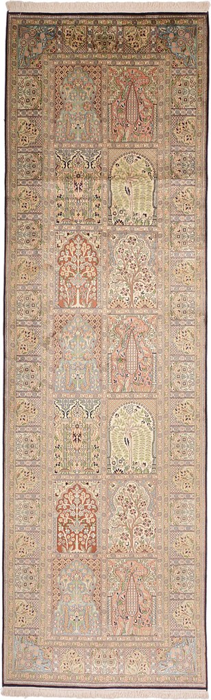 Cashmere Silk Tappeto 90 x 310 (Indian) Annodato A Mano