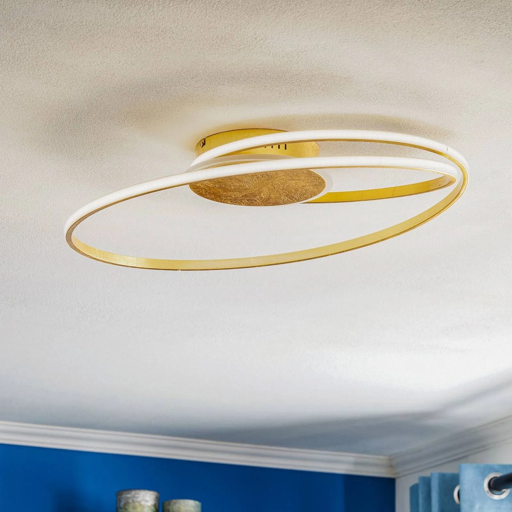 Lindby plafoniera LED Dorle, Ø 60 cm, oro, alluminio