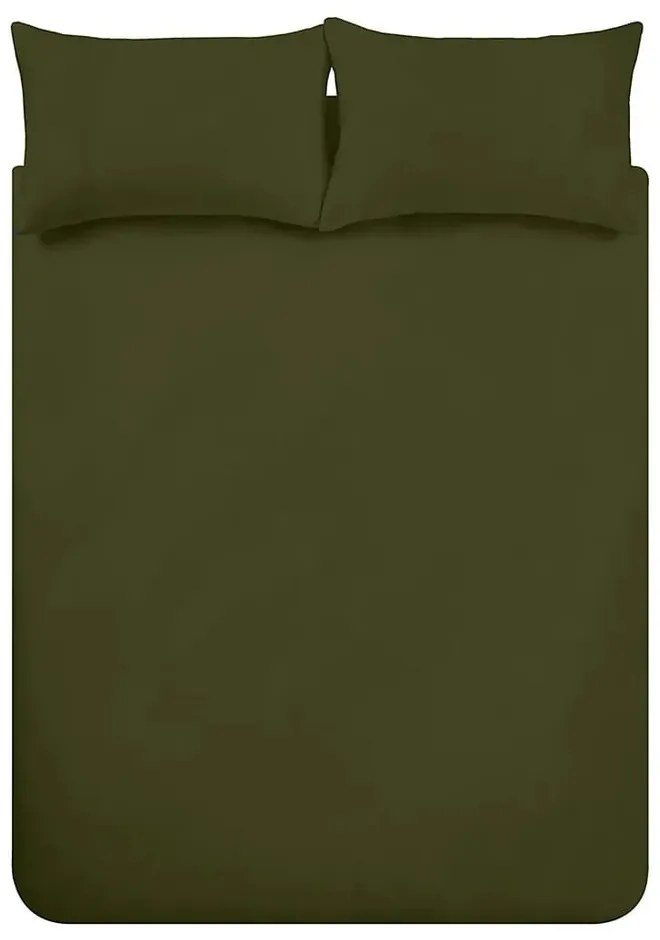 Set copripiumino e federa color kaki in flanella per letto matrimoniale e per letto esteso 230x220 cm Brushed – Catherine Lansfield