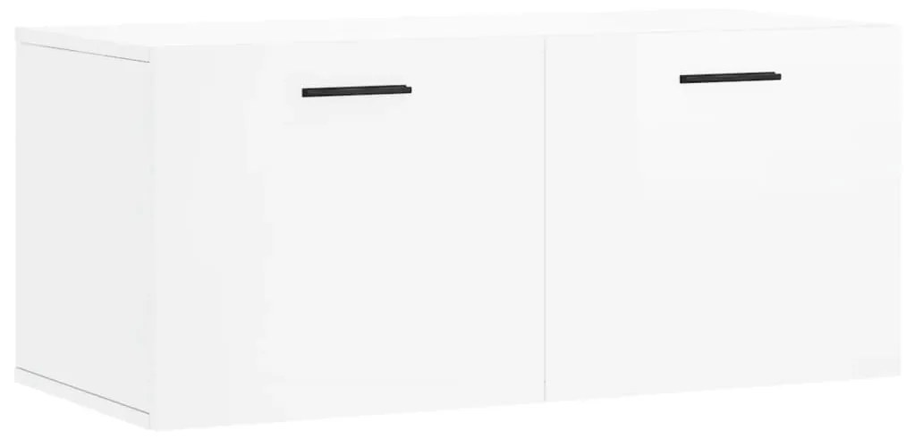 Mobile a parete bianco lucido 80x36,5x35 cm legno multistrato