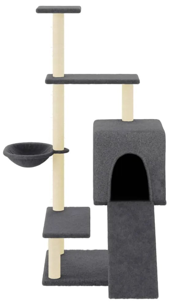 Albero per gatti con tiragraffi in sisal grigio scuro 130,5 cm