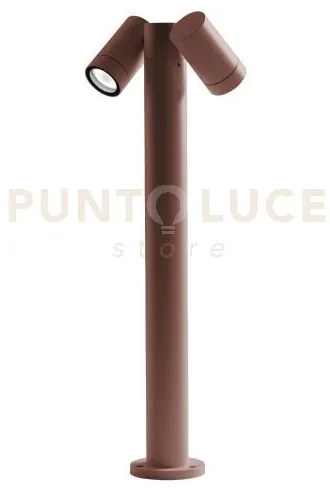 Ges1113- paletto in alluminio 2 luci attacco gu10 marrone ip65 h.70...