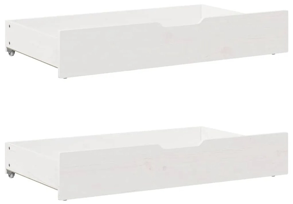 Cassettoni Da Letto 2 Pz Bianchi 95x55x16cm Legno Massello Pino /