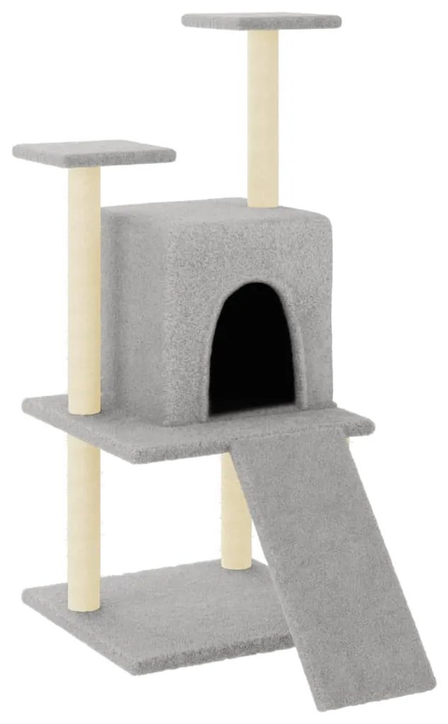Albero per gatti con tiragraffi in sisal grigio chiaro 110 cm