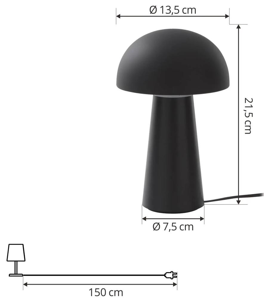 Lindby Zyre Lampada da tavolo ricaricabile a LED, nera, IP44, touch dimmer