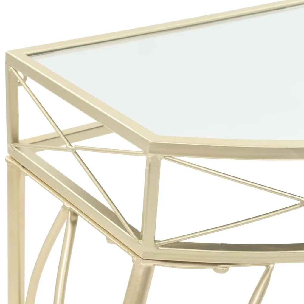 Tavolino laterale in stile francese in metallo 82x39x76 cm oro