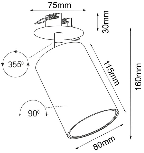 Brosline 3256 - Faretto da incasso ACE 1xGU10/10W/230V nero