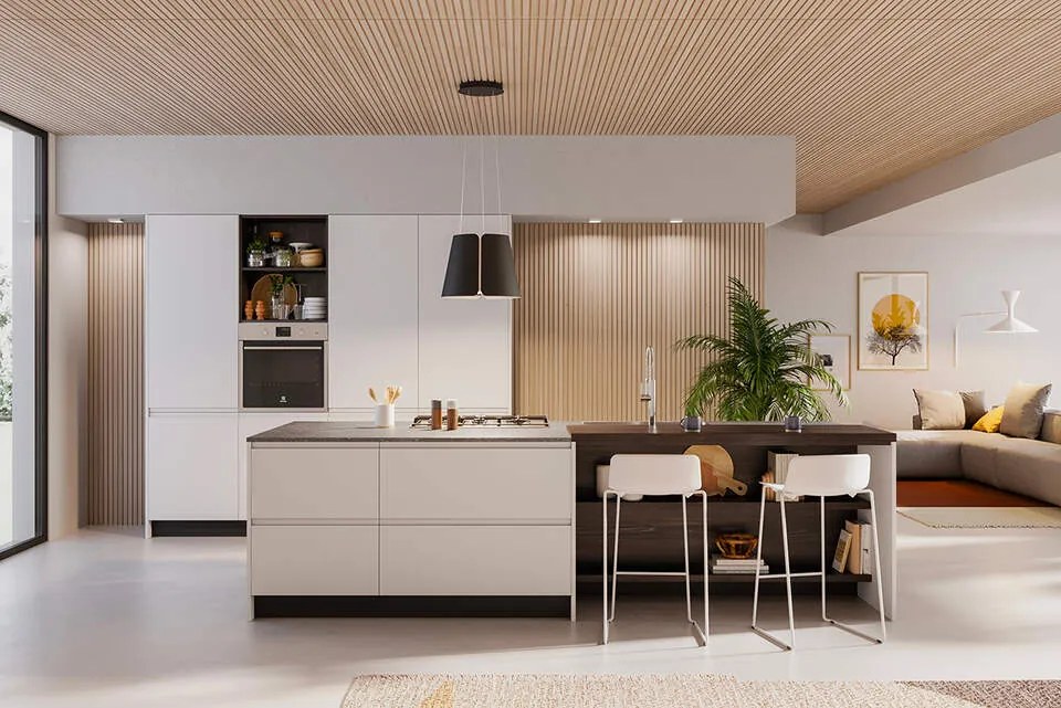 Cucina Moderna Flux Motus lineare con isola personalizzabile