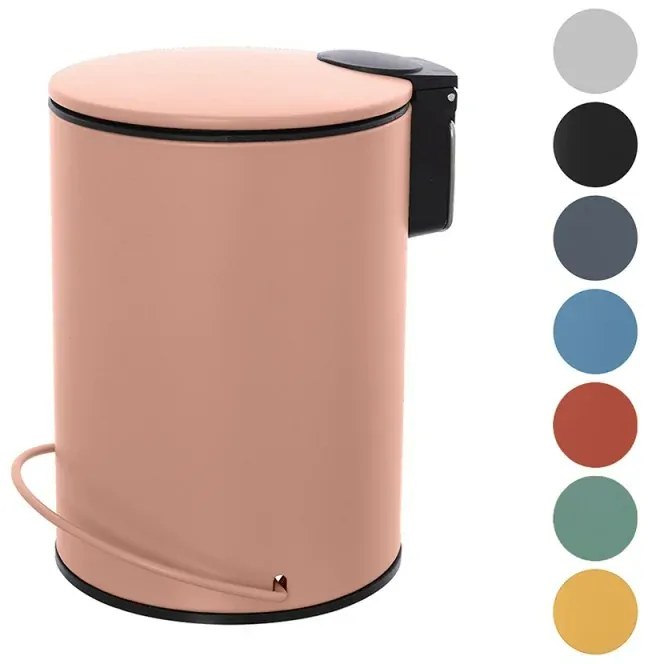 Pattumiera in acciaio 3 litri rosa soft-close con secchio estraibile Spring