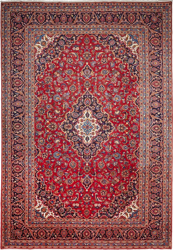 Kashan Tappeto persiano 380x270 Rosso (Iran) Annodato A Mano