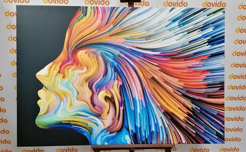 Quadro su tela – Profilo colorato di volto femminile