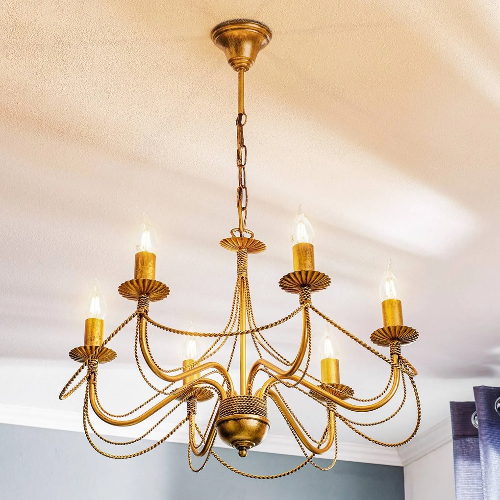 EMIBIG LIGHTING Lampadario Tori 6, 6 luci, oro