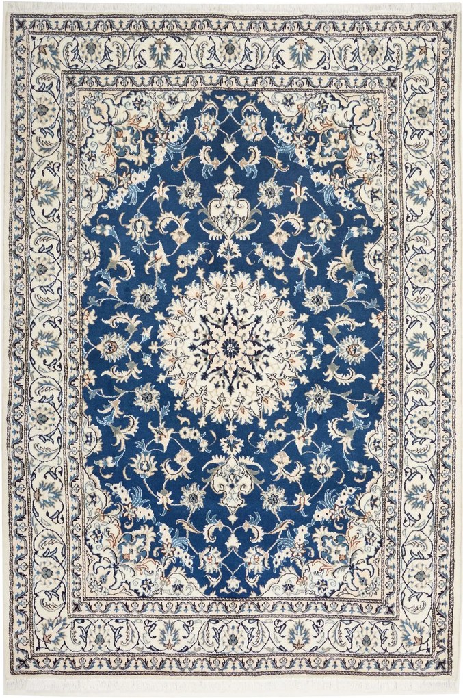 Nain Tappeto persiano 160x240 Blu (Iran) Annodato A Mano
