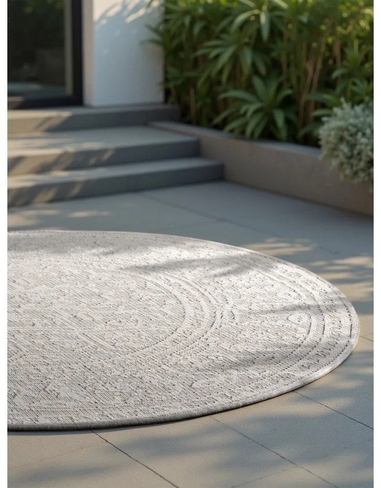 Tappeto da interno/esterno rotondo grigio/avorio ø 160 cm Duet Kona – NORTHRUGS