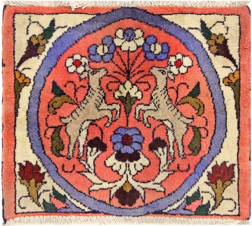 Hamedan Tappeto 50 x 50 Rosso (Oriental) Annodato A Mano