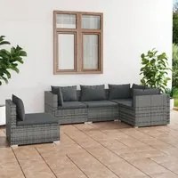 Set Divani da Giardino 5 pz con Cuscini in Polyrattan Grigio 3102317