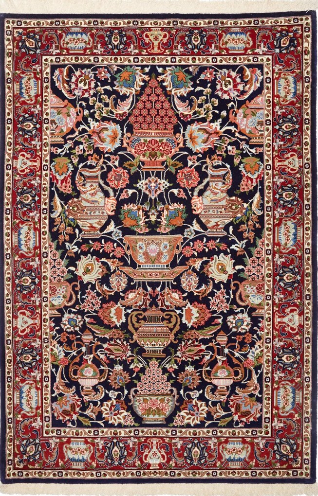 Isfahan Tappeto 160x110 Blu (Iran) Annodato A Mano