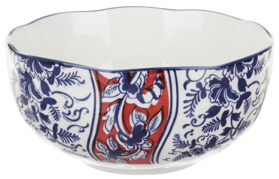 Ciotola in ceramica decori blu rossi orientali 15,3x7,2cm Sushiko