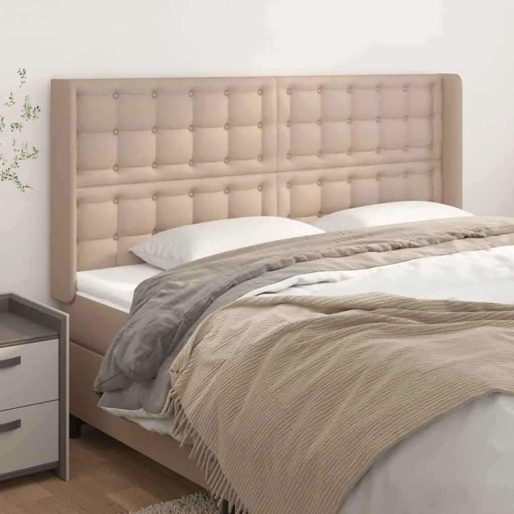 Testiera Ad Orecchio Cappuccino 183x16x118/128 Cm İn Similpelle /