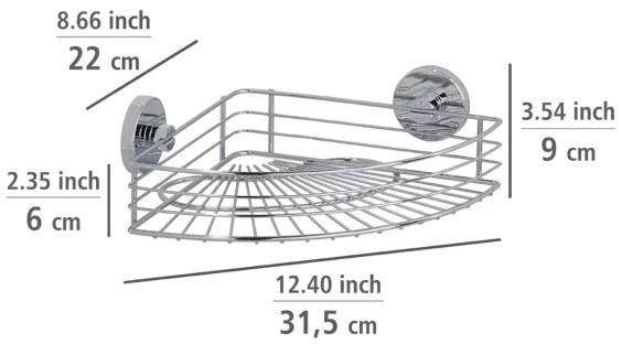 WENKO 20887100-Mensola tonda VACUUM-LOC in acciaio 31x22,5 cm, cromo lucido