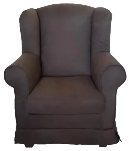 Poltrona imbottita in tessuto sfoderabile BERGERE MARRONE SCURO con pouf