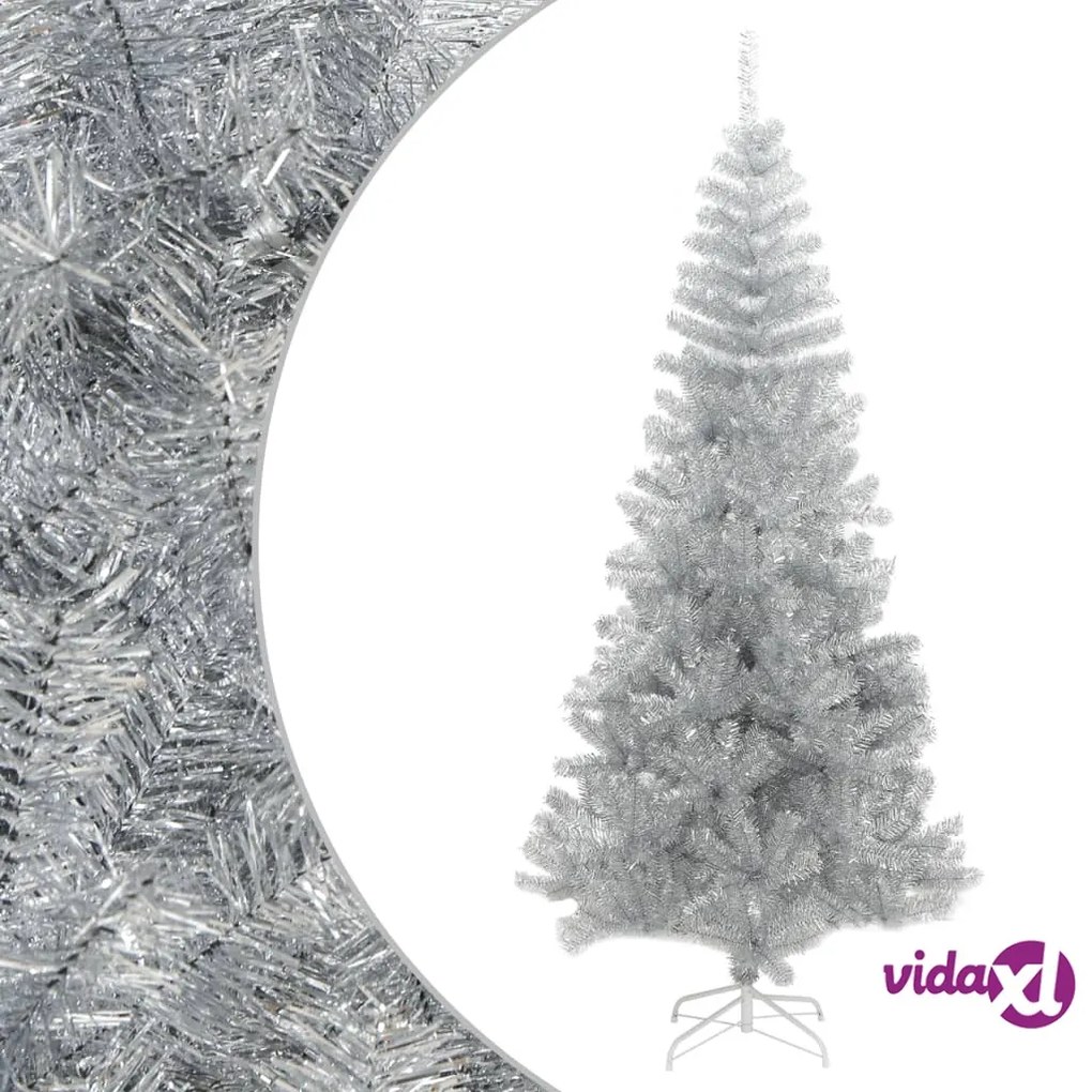 vidaXL Albero di Natale Artificiale con Supporto Argento 180 cm PET