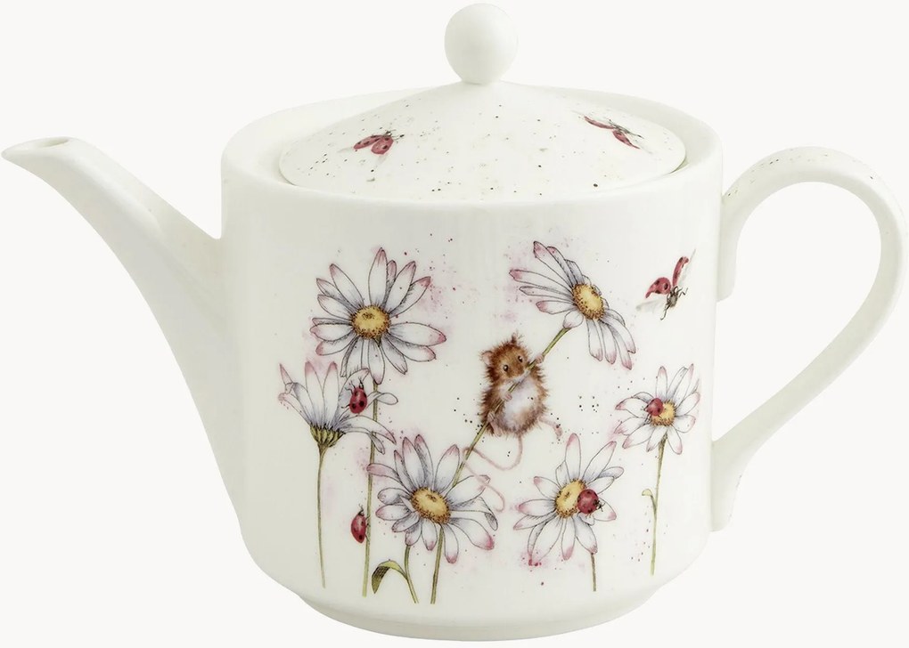 Teiera in Fine Bone China Mouse & Flower