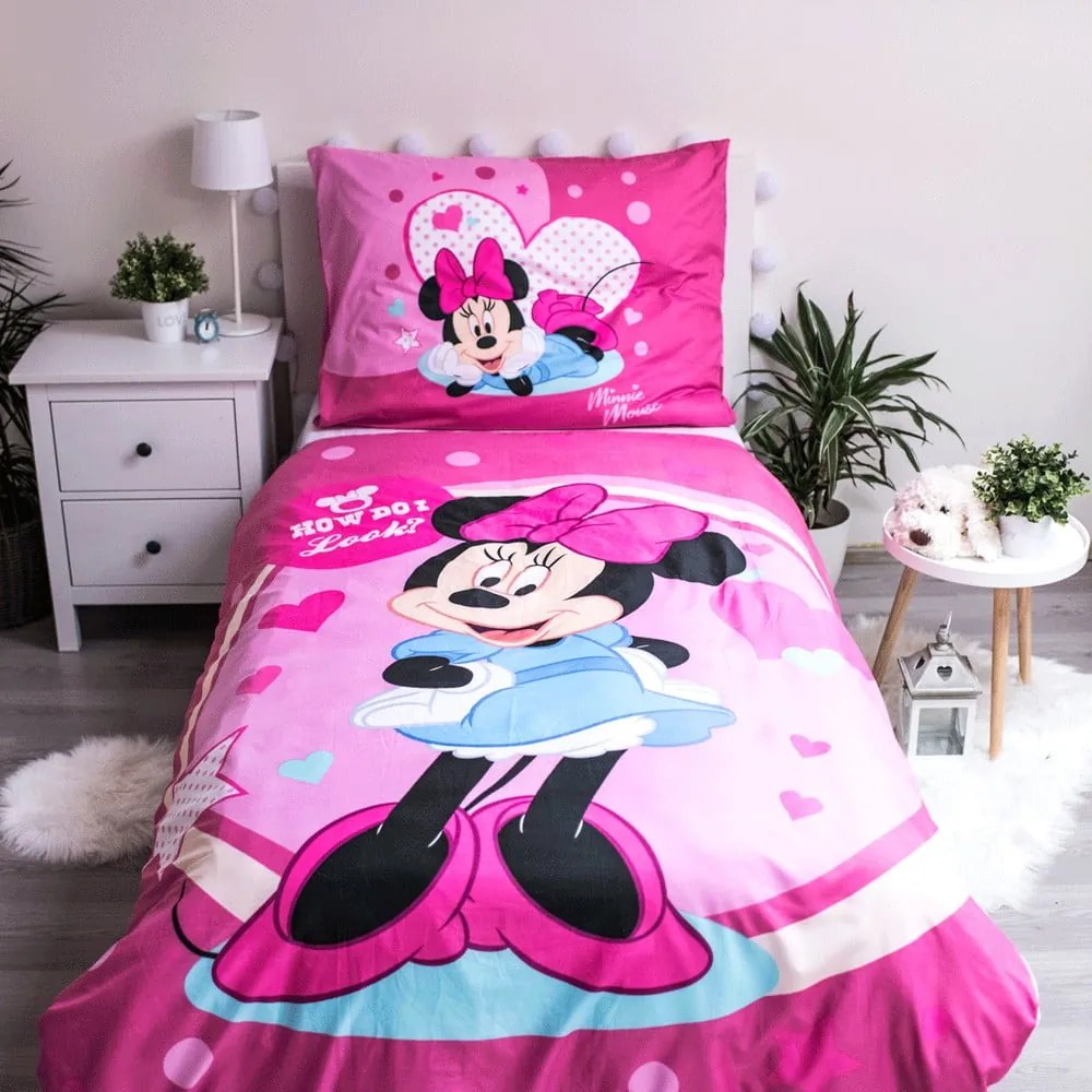 Biancheria da letto singola per bambini in microfibra 140x200 cm Minnie Sweet Like Me - Jerry Fabrics