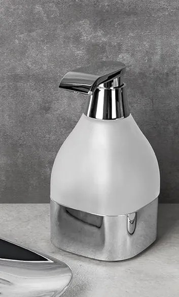 Colombo Alize B9331 dispenser portasapone da appoggio in Vetro Acidato Naturale cromo