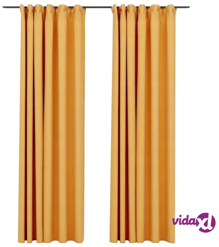 vidaXL Tende Oscuranti con Ganci Effetto Lino 2 pz Gialle 140x225 cm
