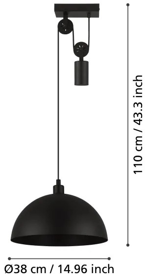 Eglo 43435 - Lampadario a sospensione con filo WINKWORTH 1 1xE27/40W/230V