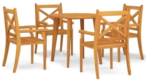 Set Mobili da Pranzo per Giardino 5 pz Legno Massello di Acacia