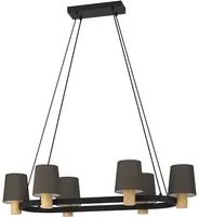 Lampadario Moderno Edale 6 Luci Metallo Nero E Marrone