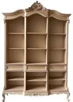 Libreria a giorno 3 cassetti classica barocco legno grezzo 165x38x236 - Mobili 2G