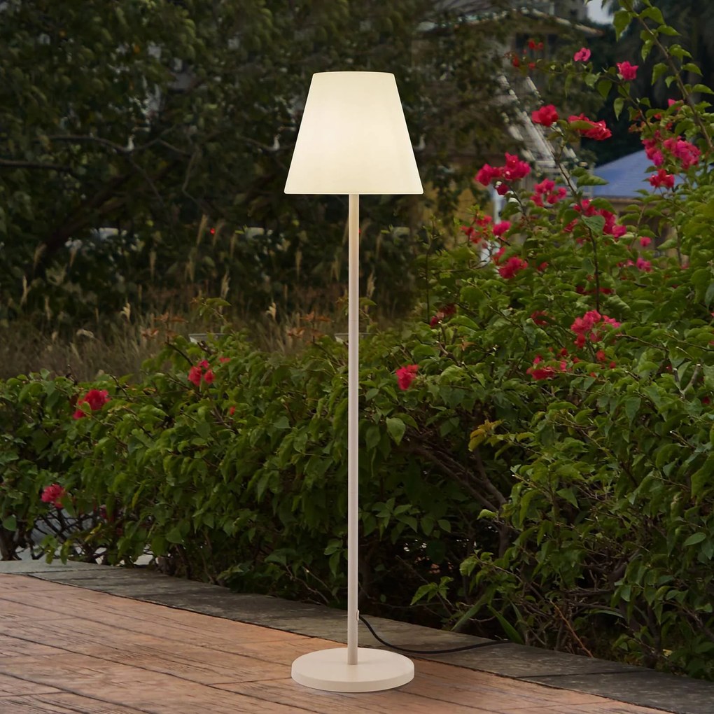 Lampada per terrazza Jaimy, beige, metallo, 150 cm, E27 Jaimy Lucande, Crema / Ambra, Plastica, Moderno