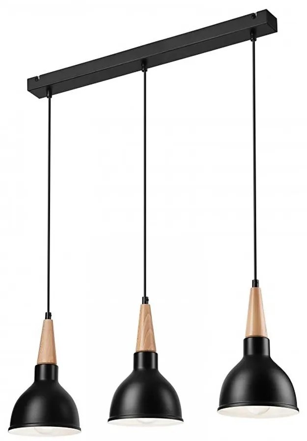 Lampadario a sospensione con filo FRANCESCA 3xE27/60W/230V nero