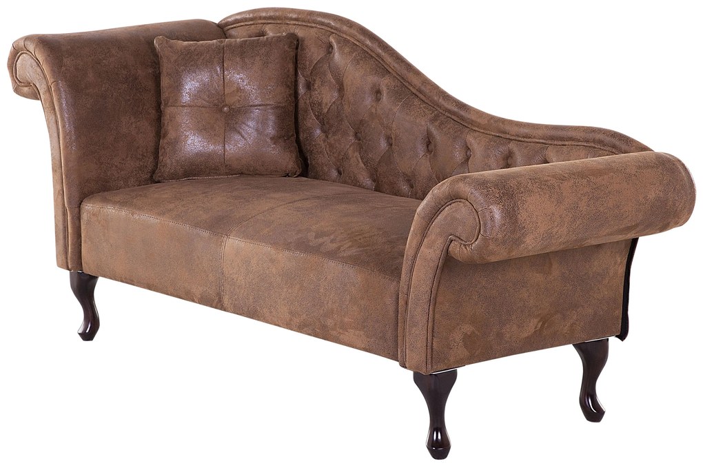 Chaise-longue in scamosciato sintetico marrone sinistra LATTES Beliani