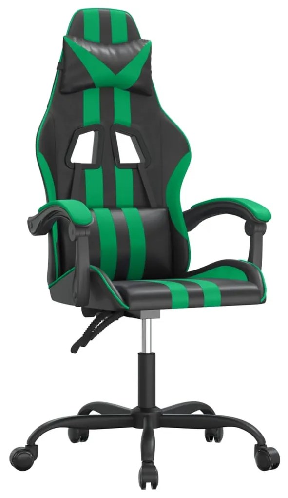 Sedia da Gaming Girevole Nera e Verde in Similpelle