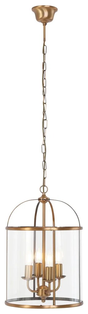 Lampada a sospensione vintage bronzo con vetro trasparente 4 luci - Pimpernel