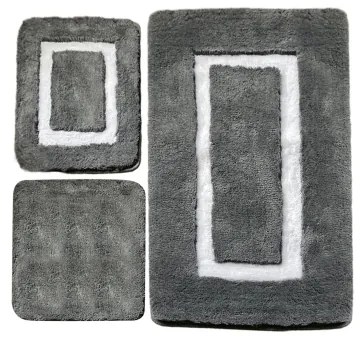 SET 3x Tappeto da bagno 60/60/100 cm antracite