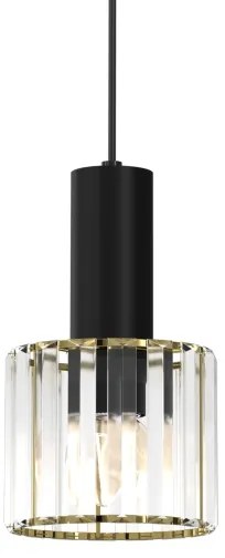 Lampadario a sospensione con filo CRISTAL 1xE27/60W/230V nero