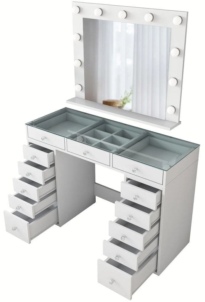Tavolo Make up con specchio 120x45x80 cm bianco